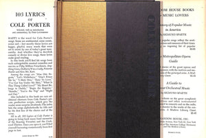 "103 Lyrics Of Cole Porter" 1954 PORTER, Cole, LOUNSBERRY, Fred [introduction by]