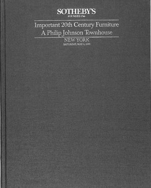 "Important 20th Century Furniture: A Philip Johnson Townhouse" 1989 Sotheby's