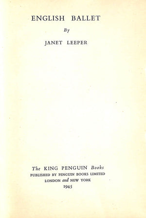"English Ballet" 1945 LEEPER, Janet