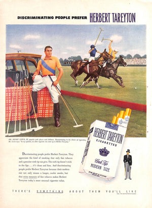 Herbert Tareyton Cigarettes x Mr. Henry Lewis, III Polo Player 1951 Advert Page (SOLD)