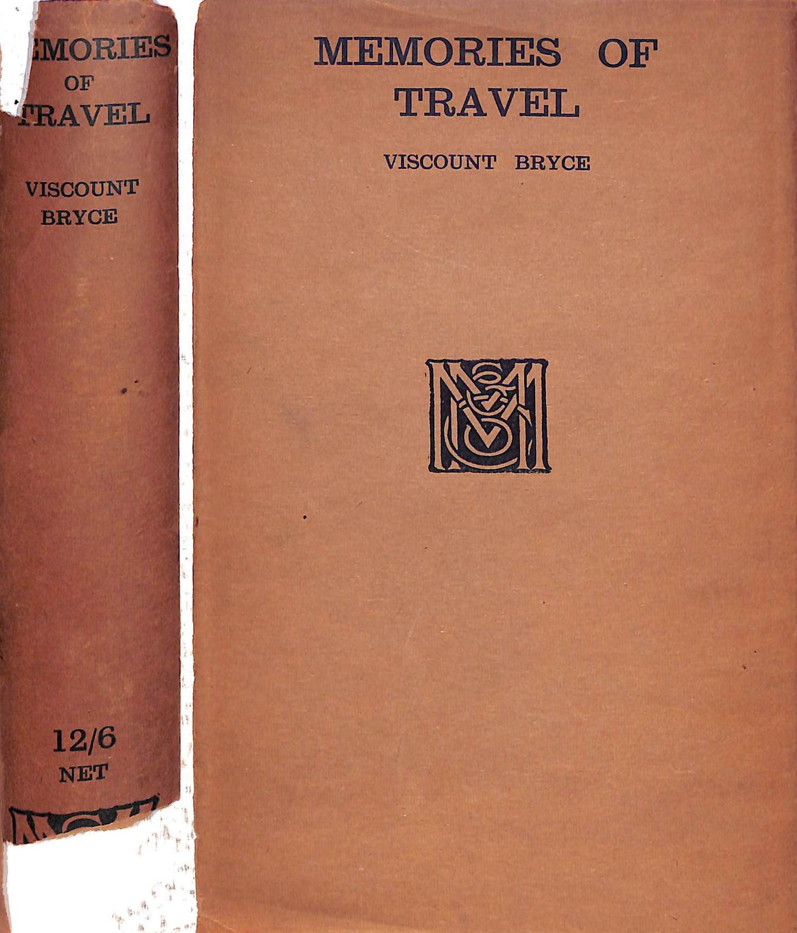"Memories Of Travel" 1923 VISCOUNT BRYCE, James