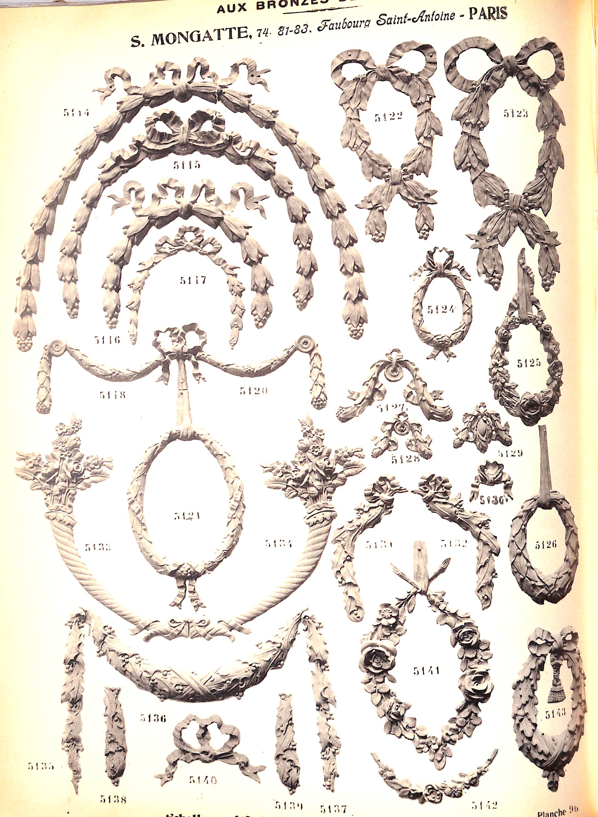 "Aux Bronzes De Style Fabrique De Bronzes Pour Meubles" MONGATTE, S.