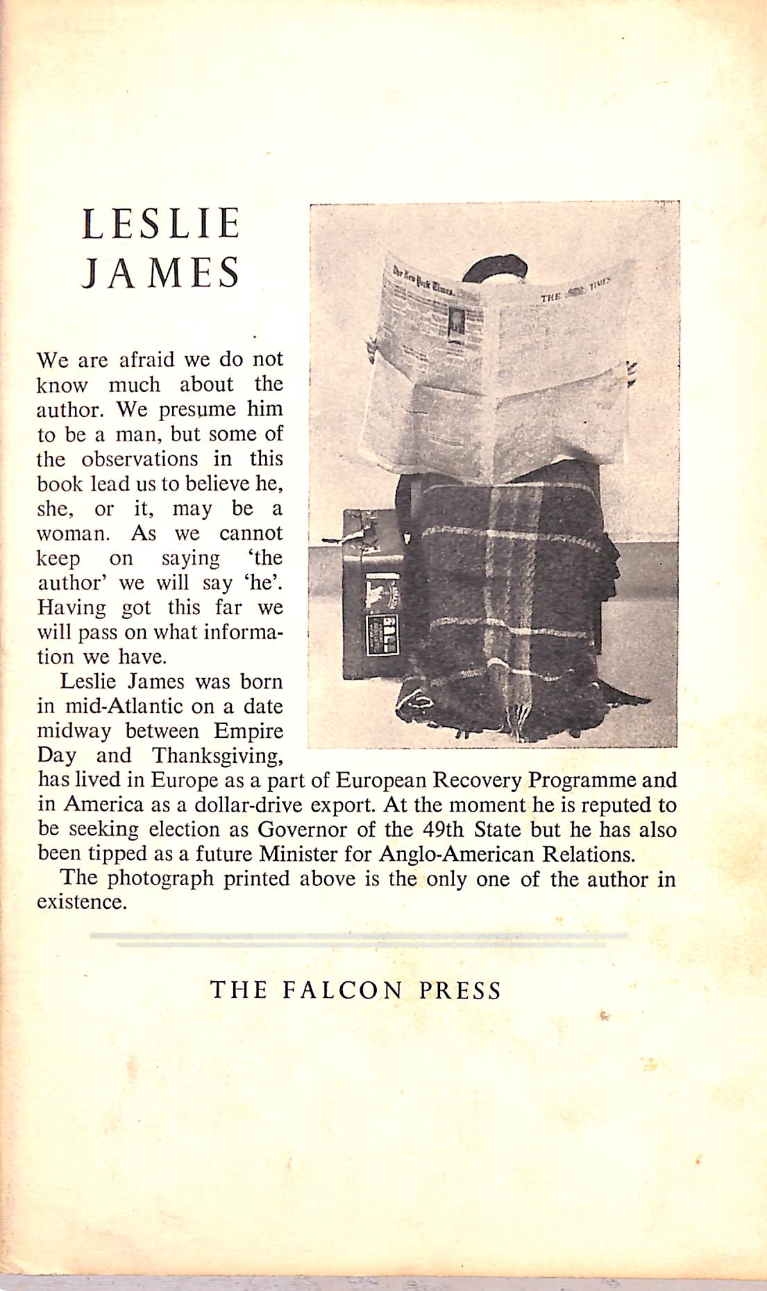 "Americans in Glasshouses" JAMES, Leslie