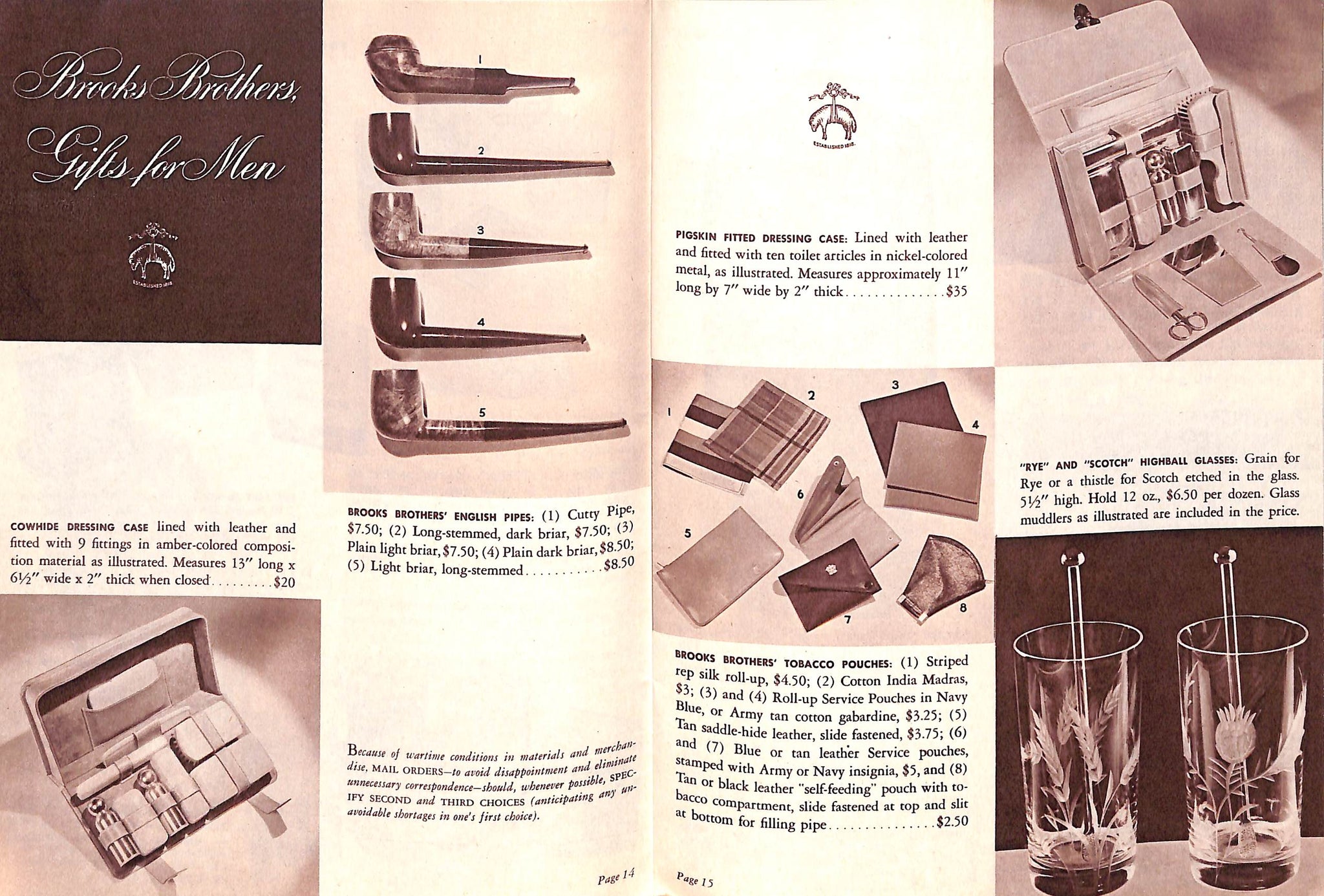 "Brooks Brothers Gifts For Men & Boys Christmas 1943 Catalog"