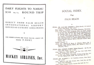 "Social Index Winter Residents And Visitors To Palm Beach/ Miami Beach/ Nassau Vol. 26" 1950