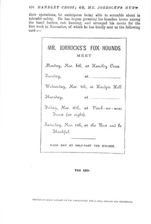 "Handley Cross; Or, Mr. Jorrocks's Hunt" 1926 SURTEES, Robert S.