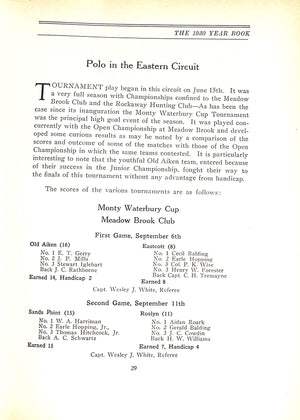United States Polo Association 1930 Yearbook