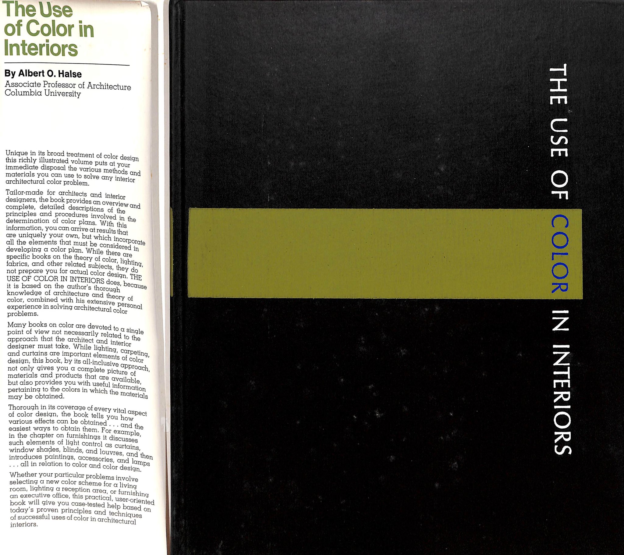 "The Use Of Color In Interiors" 1968 HALSE, Albert O.