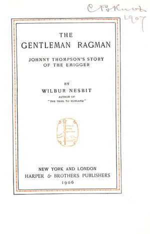 "The Gentleman Ragman" 1906 NESBIT, Wilbur