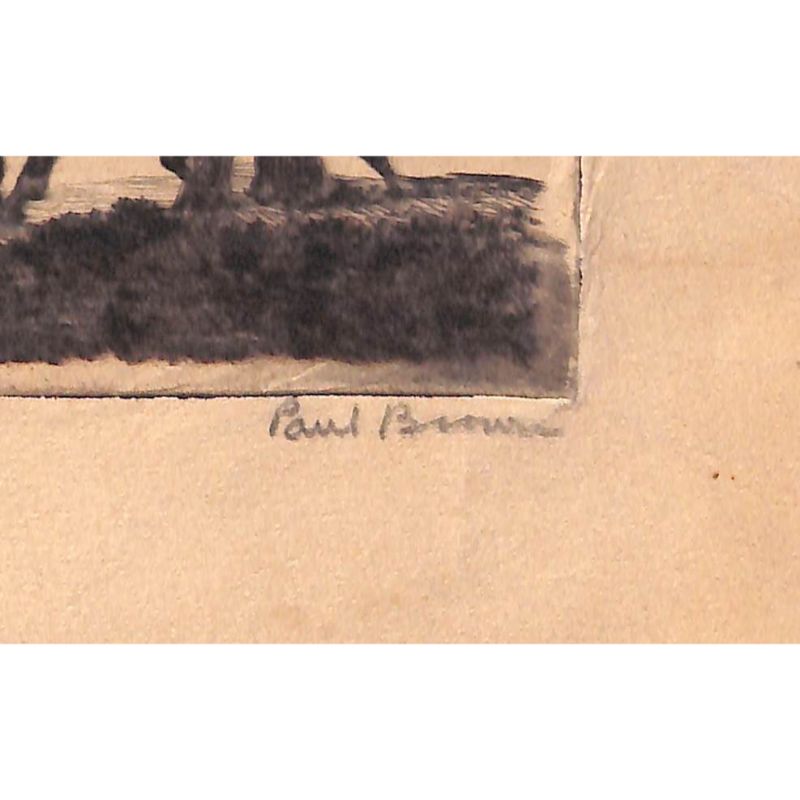 Paul Brown "Hacking Home" Fox-Hunt 3rd Trial Plate Drypoint Etching (SOLD)