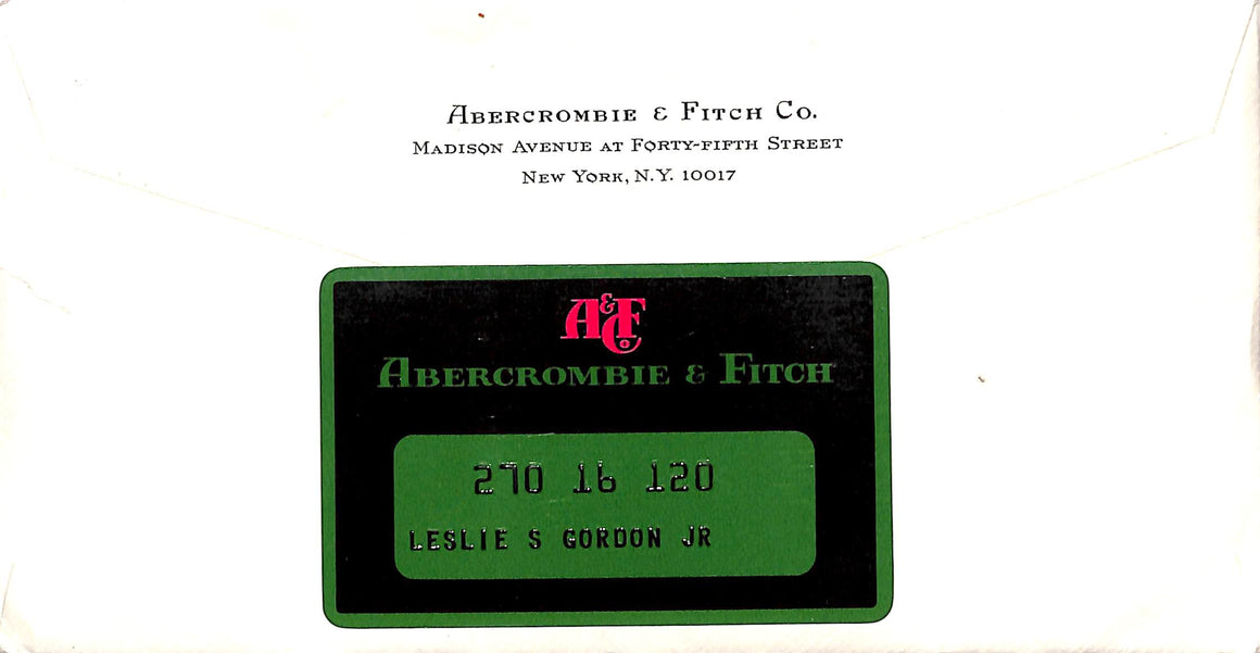 Set Of 2 Abercrombie & Fitch Store c1972 Credit Cards