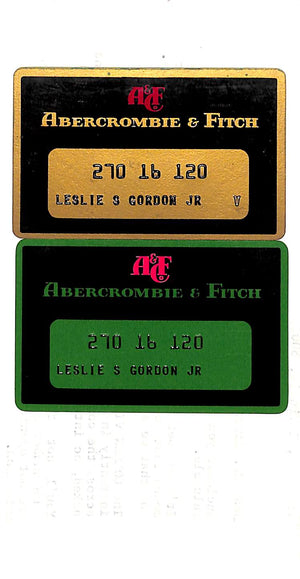 Set Of 2 Abercrombie & Fitch Store c1972 Credit Cards