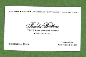 Brooks Brothers c1960s Clothing Chicago Salesman's Card