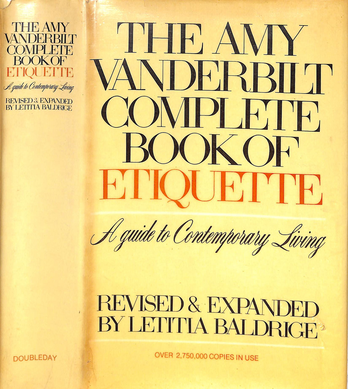 "The Amy Vanderbilt Complete Book Of Etiquette: A Guide To Contemporary Living" 1978 BALDRIDGE, Letitia