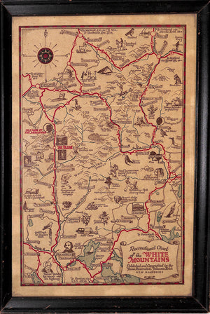Recreational c1920s Chart Of The White Mountains Franconia Notch New Hampshire