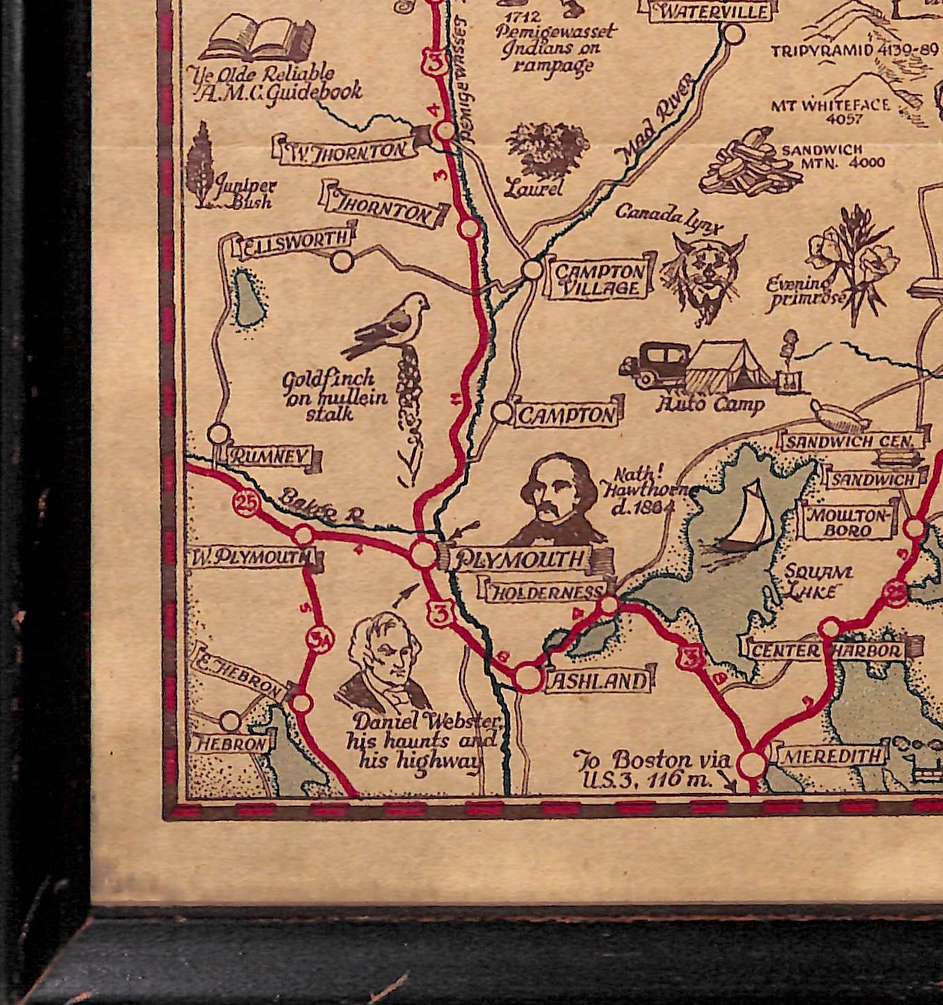 "Recreational c1920s Chart Of The White Mountains Franconia Notch New Hampshire" (SOLD)