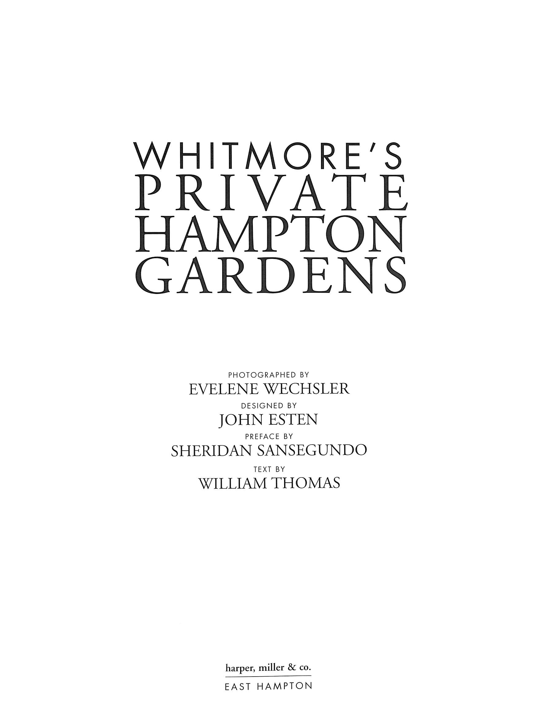 "Whitmore's Private Hampton Gardens" 2001 THOMAS, WIlliam [text by]