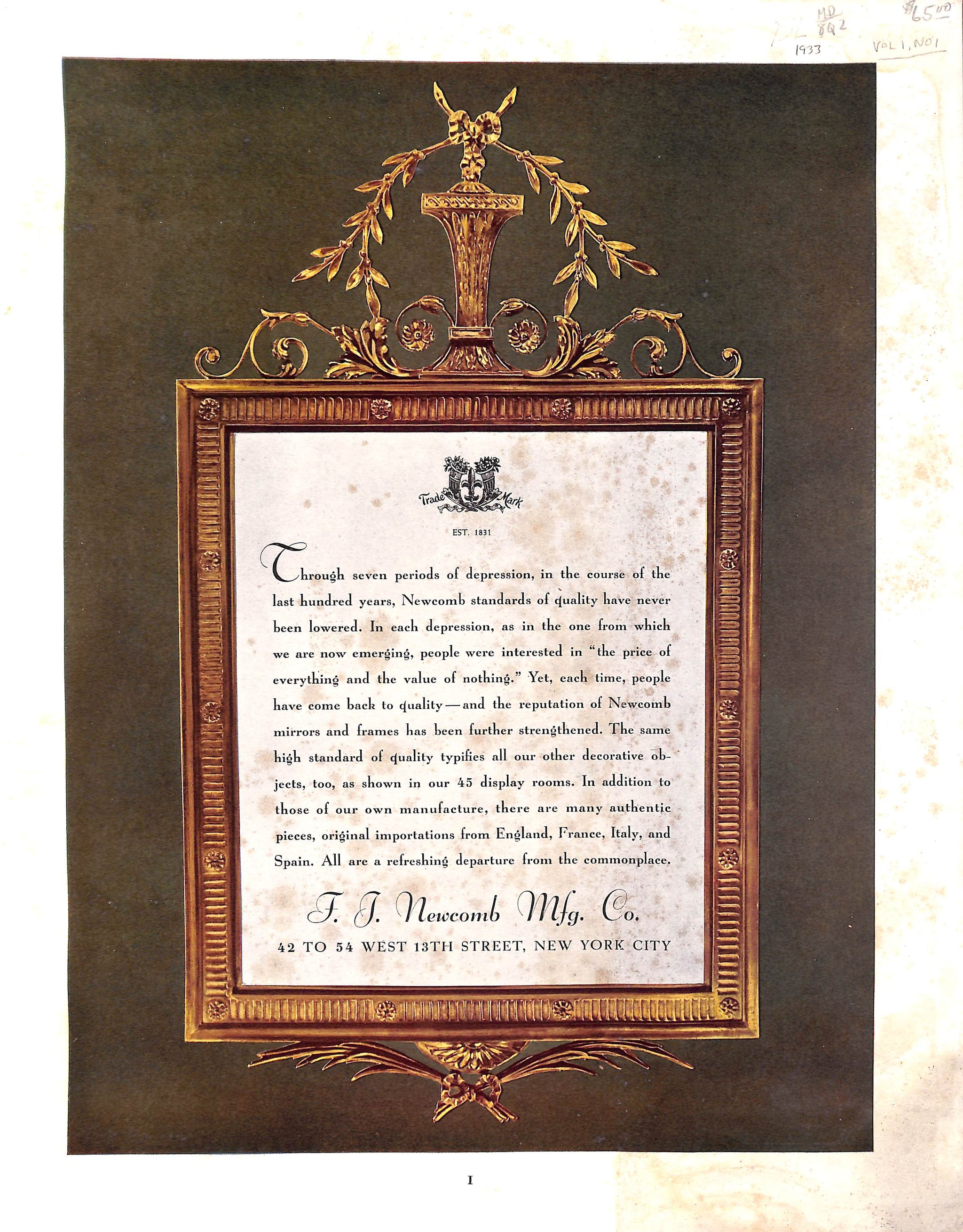 Homefurnishing Arts: Vol. 1 No. 1