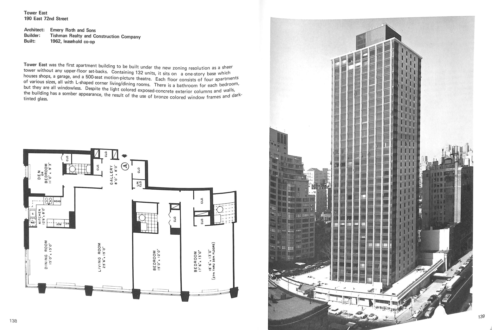 "Apartments For The Affluent: A Historical Survey Of Buildings In New York" 1975 ALPERN, Andrew