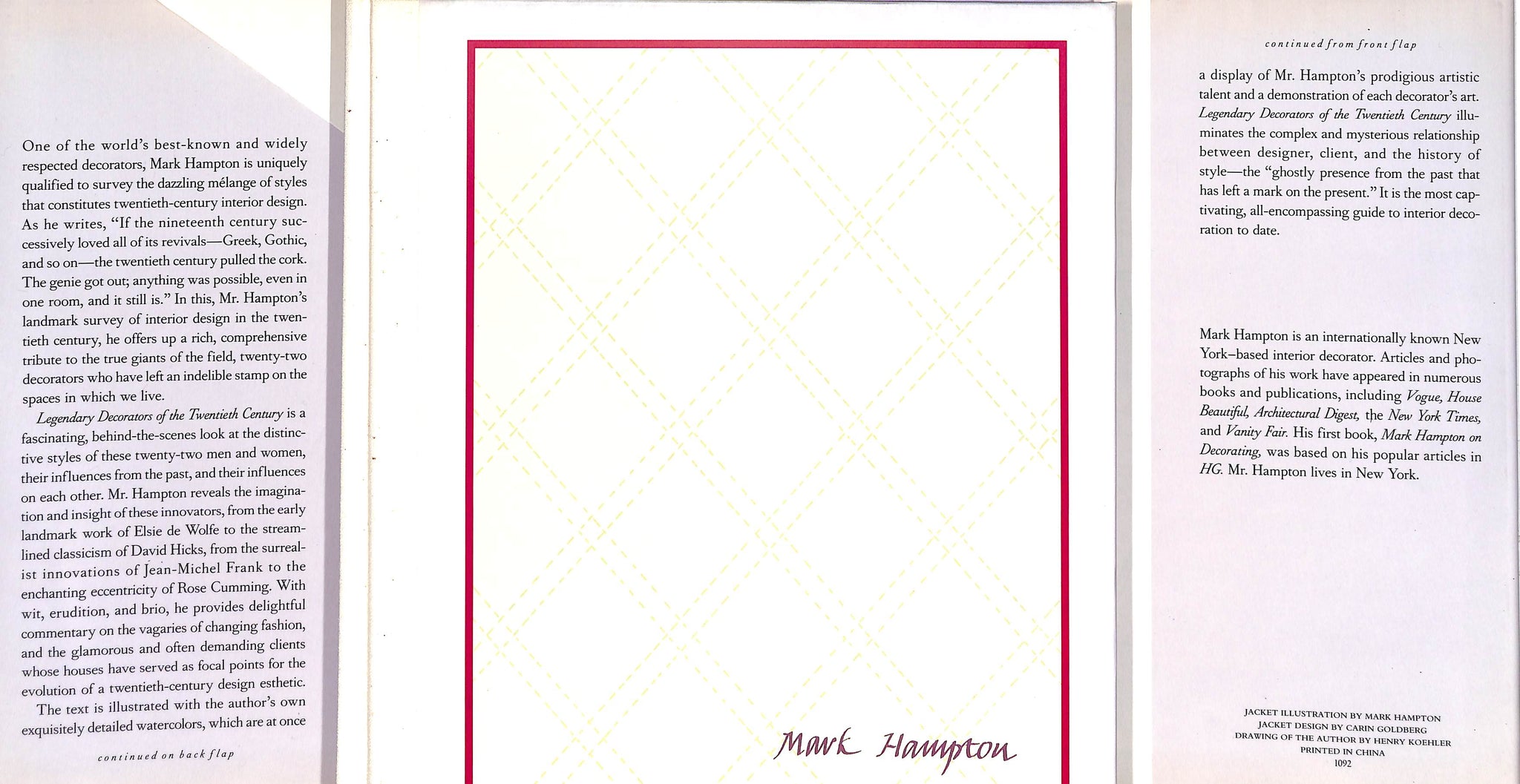"Legendary Decorators Of The Twentieth Century" 1992 HAMPTON, Mark (INSCRIBED)