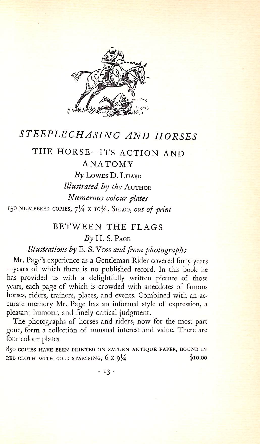 "The Derrydale Press 19271937 Tenth Anniversary Catalogue Sporting Bo