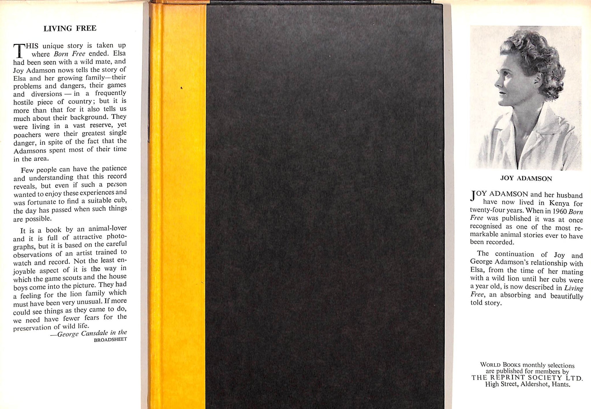 "Living Free: The Story Of Elsa And Her Cubs" 1961 ADAMSON, Joy