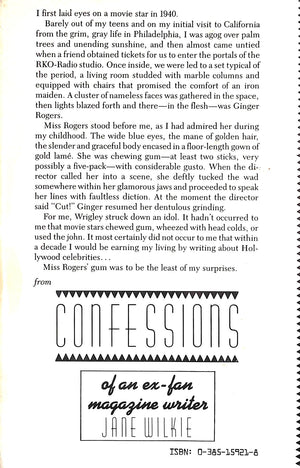 "Confessions Of An Ex-Fan Magazine Writer" 1981 WILKIE, Jane