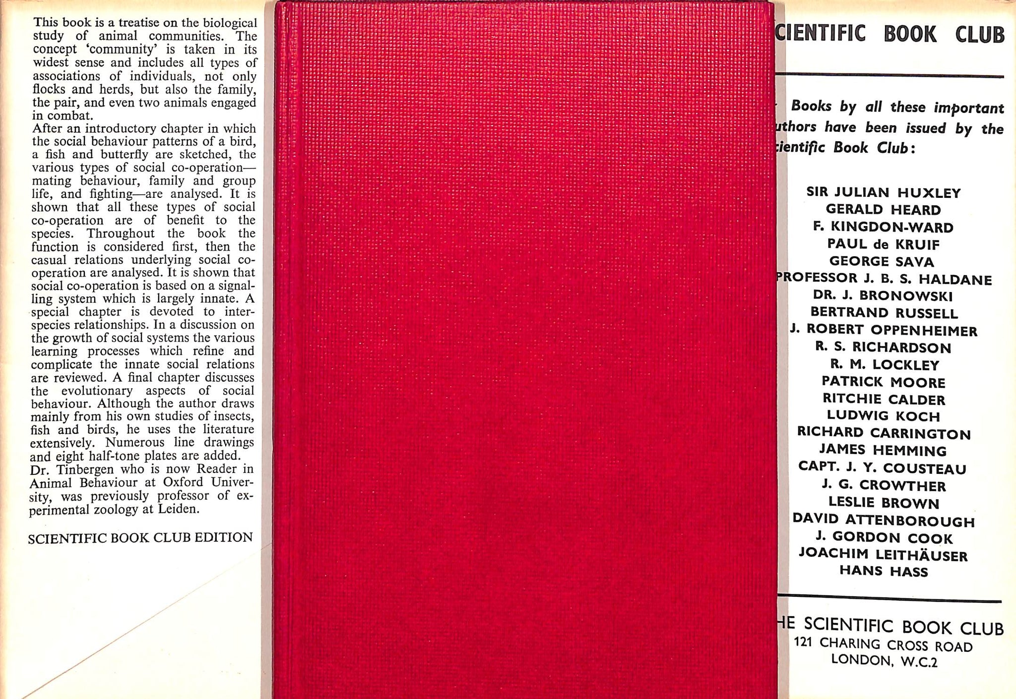"Social Behaviour In Animals With Special Reference To Vertebrates" 1965 TINBERGEN, N.