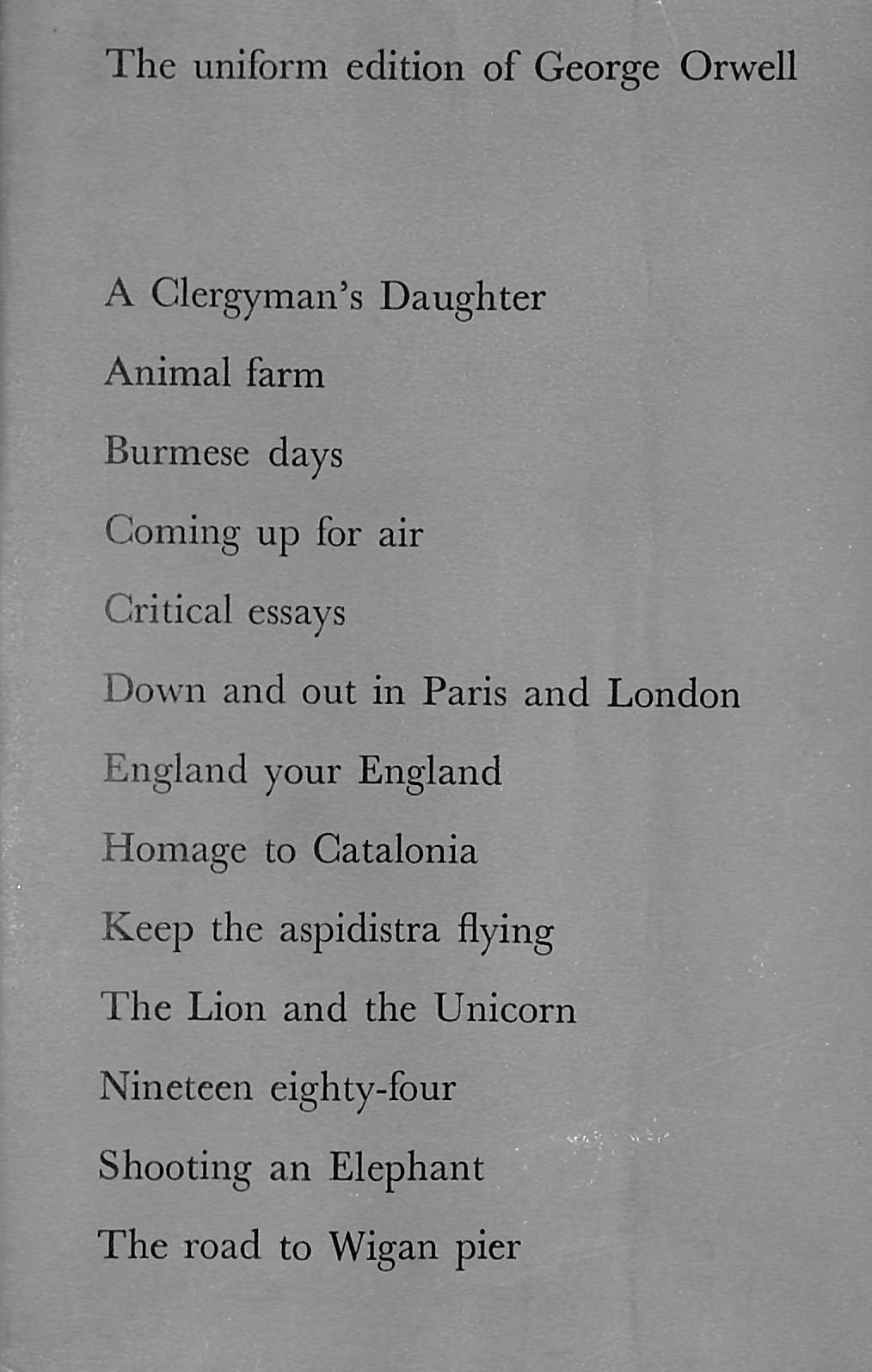 "Keep The Aspidistra Flying" 1962 ORWELL, George (SOLD)