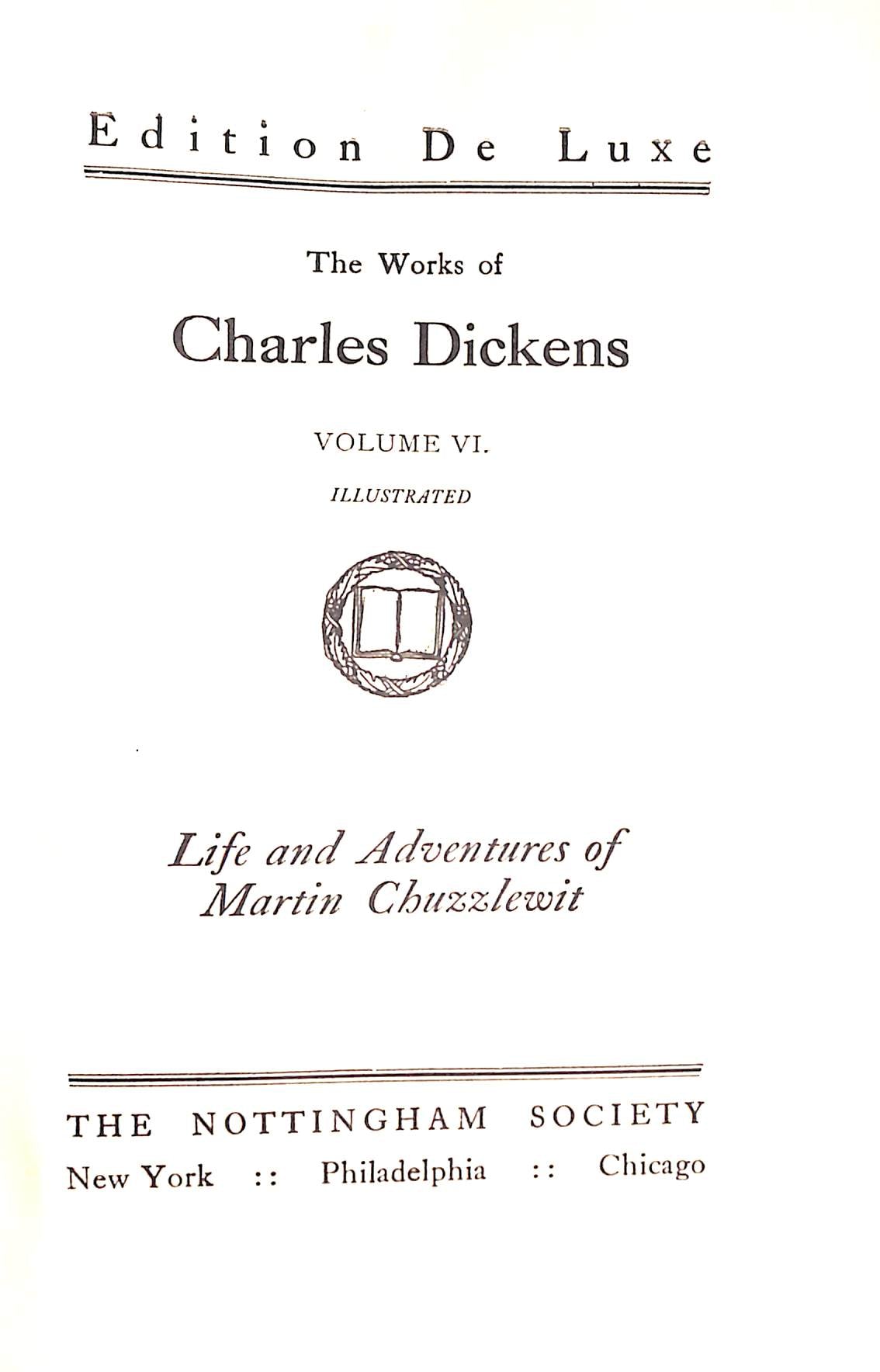 "The Works Of Charles Dickens 15 Volume Edition De Luxe" DICKENS, Charles