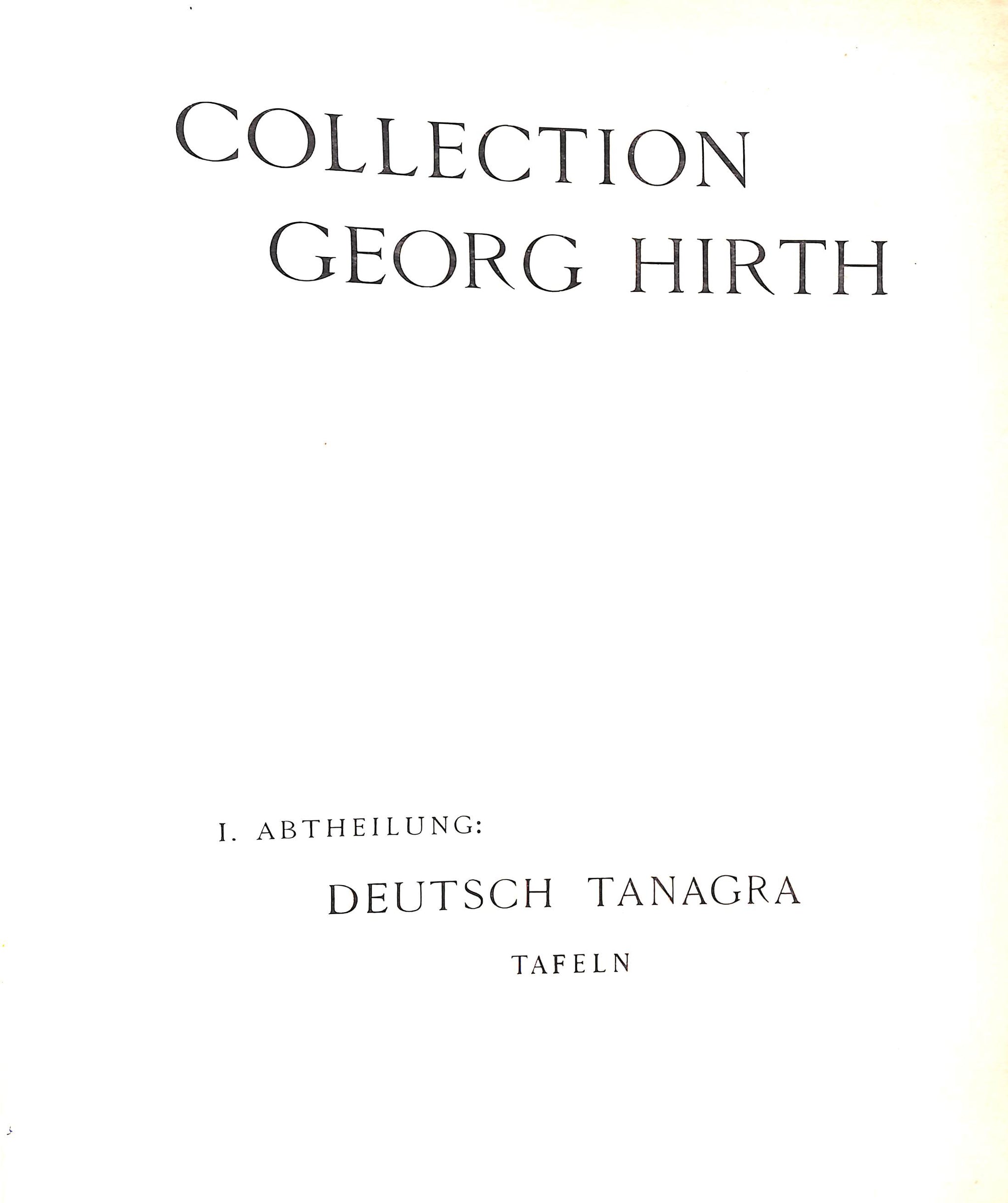 "Collection Georg Hirth Deutsch Tanagra" 1898 HIRTH, Georg