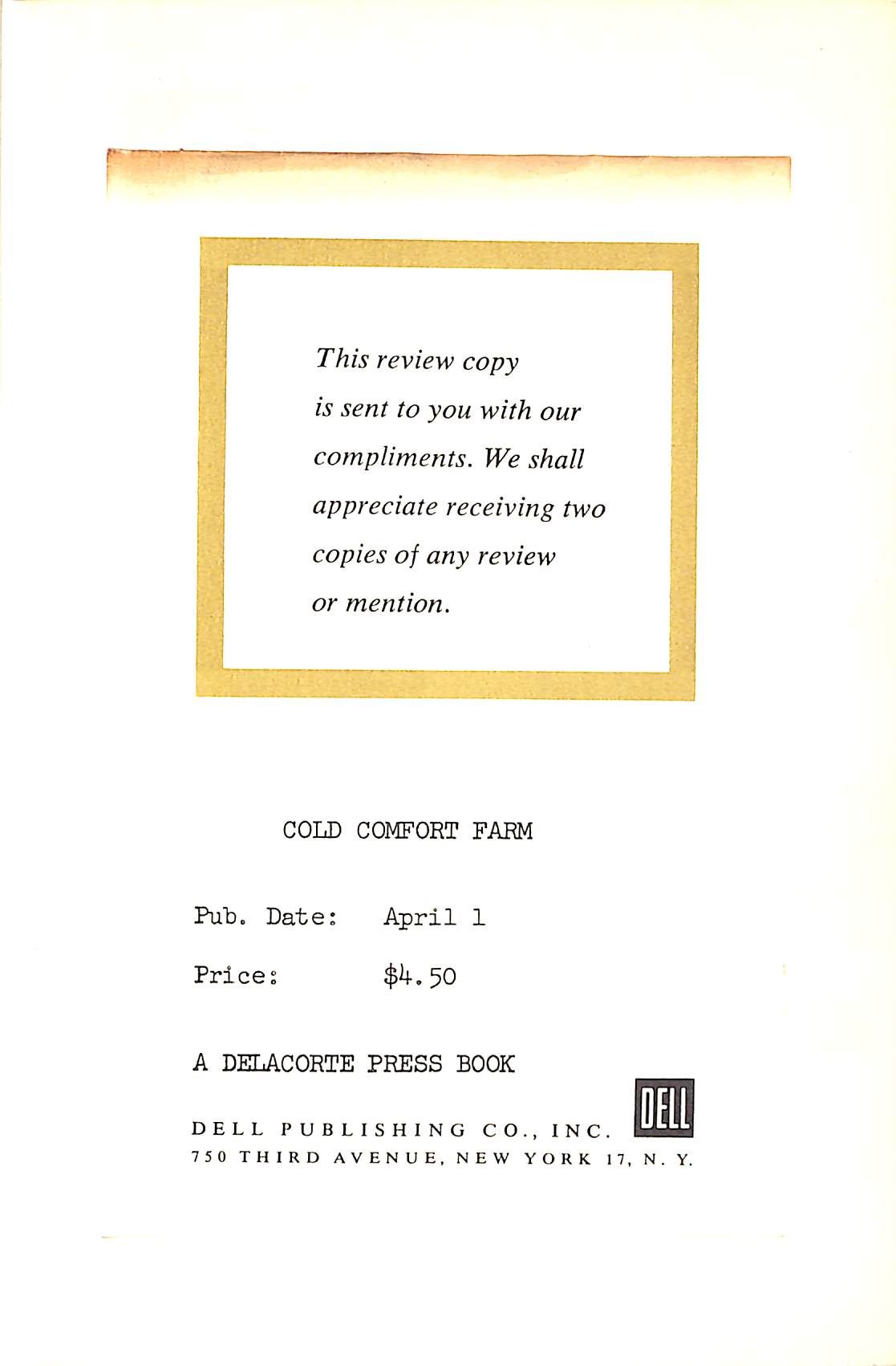 "Cold Comfort Farm" 1964 GIBBONS, Stella (SOLD)