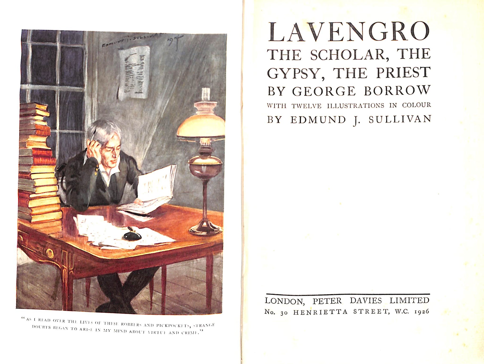 "Lavengro The Scholar, The Gypsy, The Priest" 1926 BORROW, George