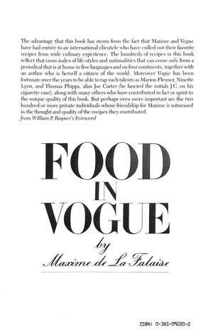 "Food In Vogue" 1980 DE LA FALAISE, Maxime