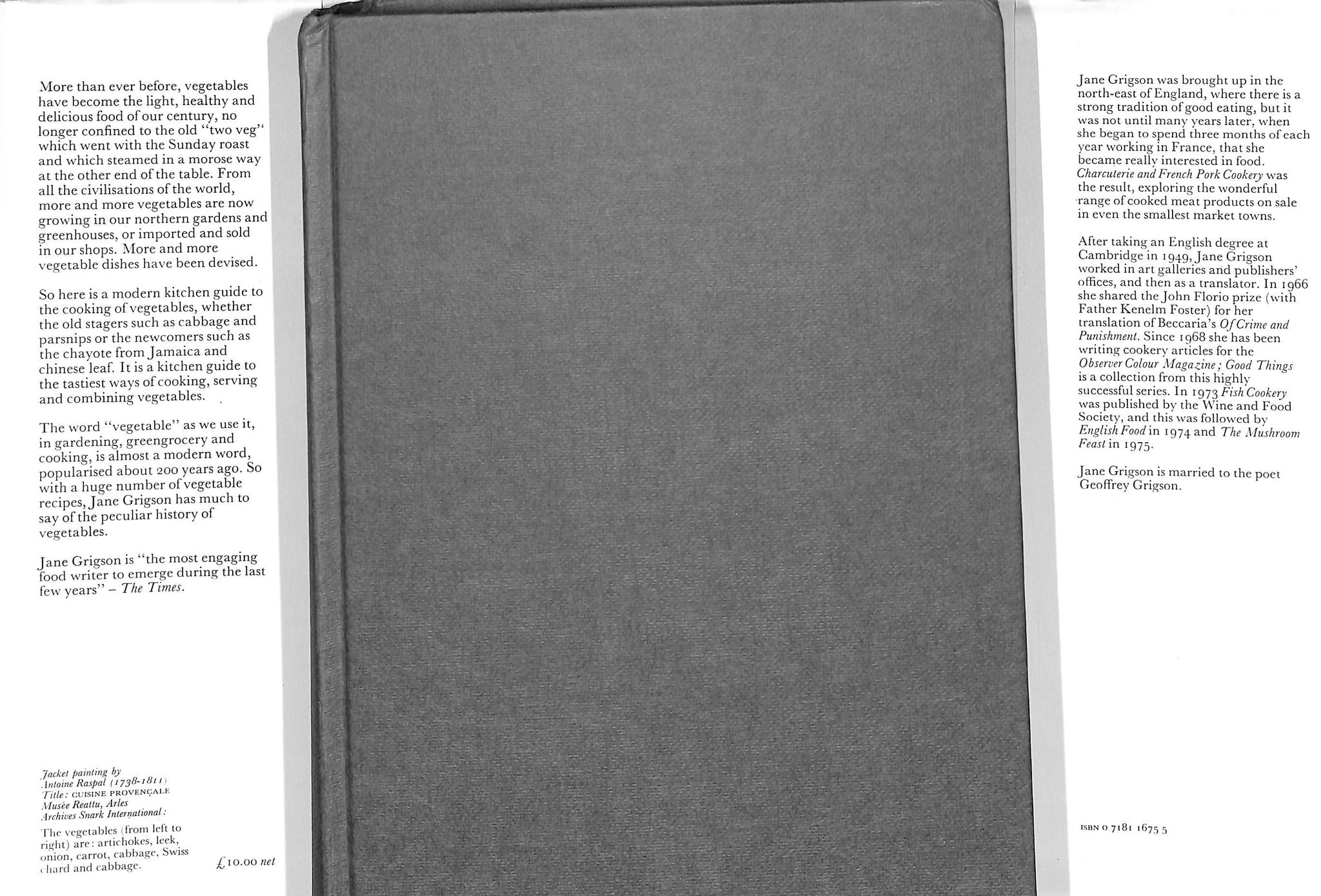 "Jane Grigson's Vegetable Book" 1978 GRIGSON, Jane