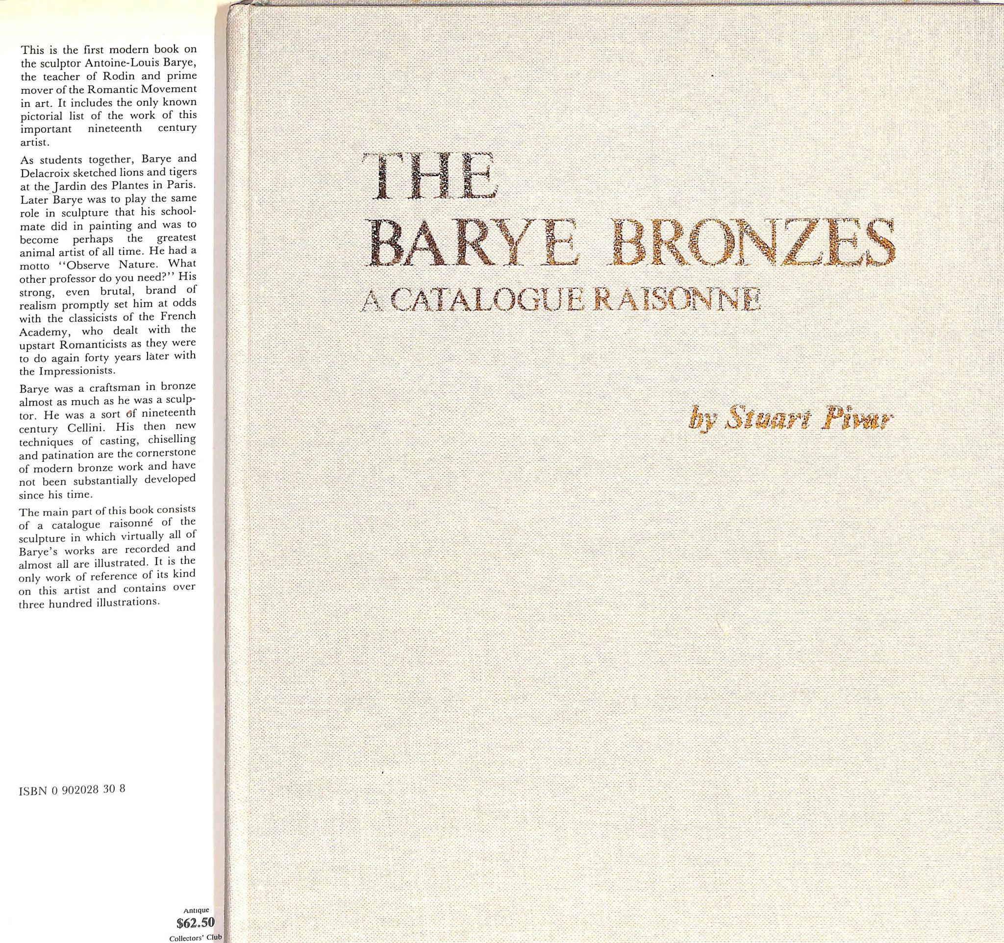 "The Barye Bronzes: A Catalogue Raisonne" 1981 PIVAR, Stuart