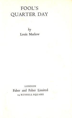 "Fool's Quarter Day" 1935 MARLOW, Louis