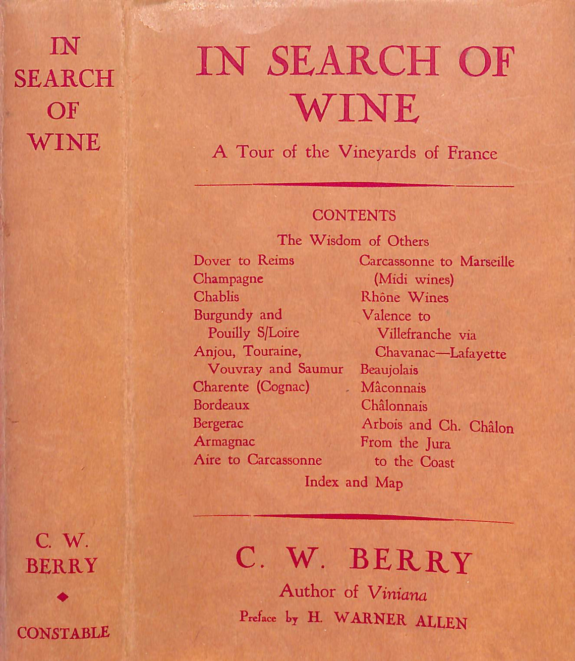"In Search of Wine: A Tour Of The Vineyards Of France" 1935 BERRY, Charles Walter (SOLD)