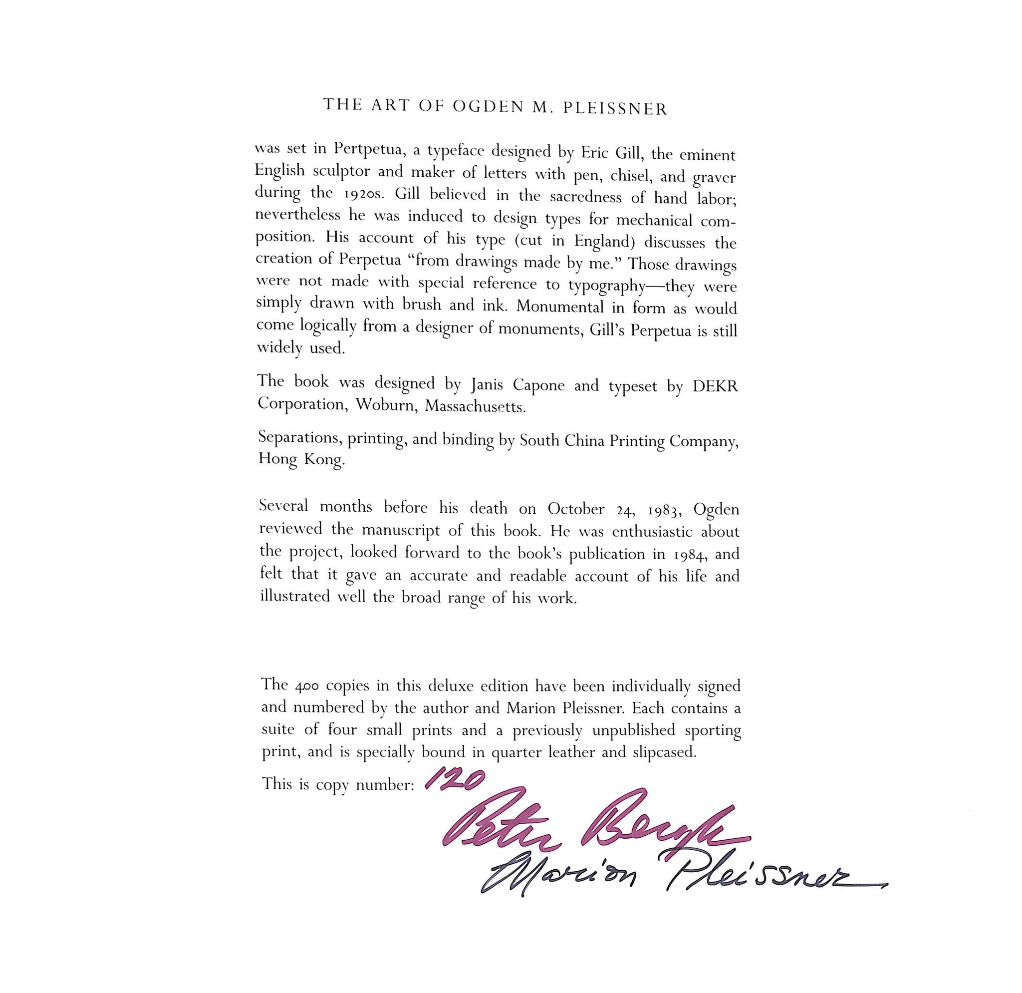 "The Art Of Ogden M. Pleissner" 1984 BERGH, Peter (SOLD)