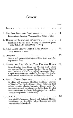 "The Diner's Companion: A Guide To The Fine Art Of Dining Out" 1955 DREICER, Maurice