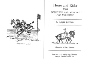 "Horse And Rider: 1000 Questions And Answers For The Equestrian" 1964 DISSTON, Harry