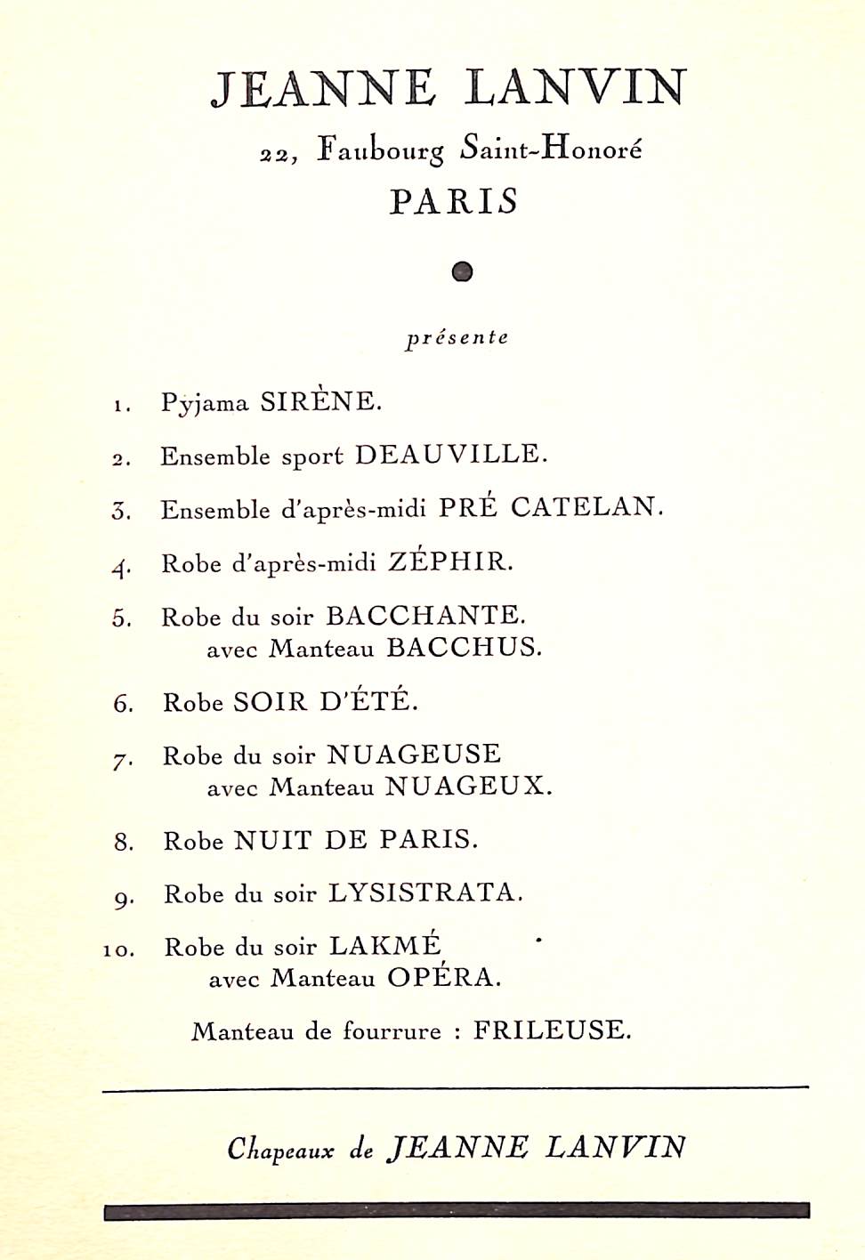"Defile De La Haute Couture Parisienne" Anvers 12 Juillet 1930