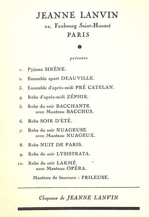 "Defile De La Haute Couture Parisienne" Anvers 12 Juillet 1930