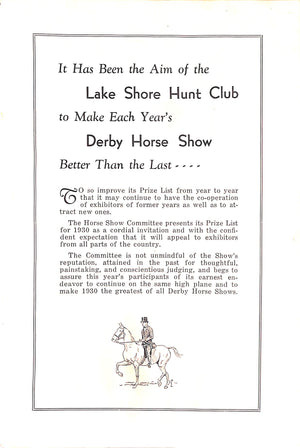 "Seventh Annual Derby, NY Horse Show" 1930