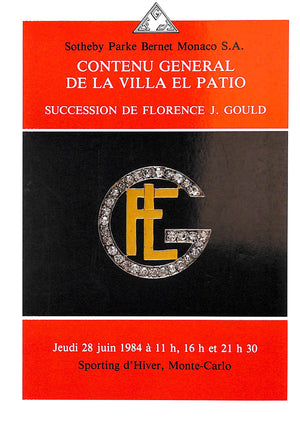 "Succession De Florence J. Gould Provenant De La Villa A Cannes, El Patio" 1984 Monaco S. A. (SOLD)