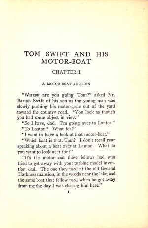 "Tom Swift And The Motor-Boat" 1910 APPLETON, Victor