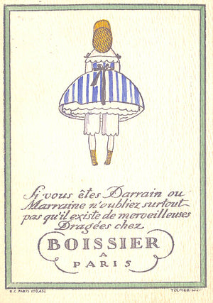 "Boissier Confiseur Paris c1920s Hand-Painted Double-Sided Advert Card"