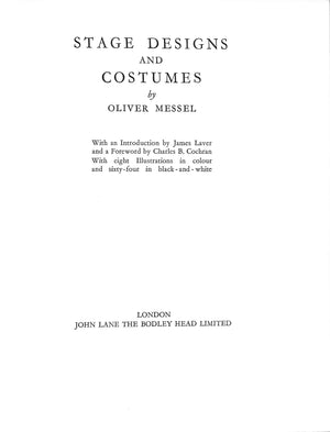 "Stage Designs And Costumes" 1933 MESSEL, Oliver