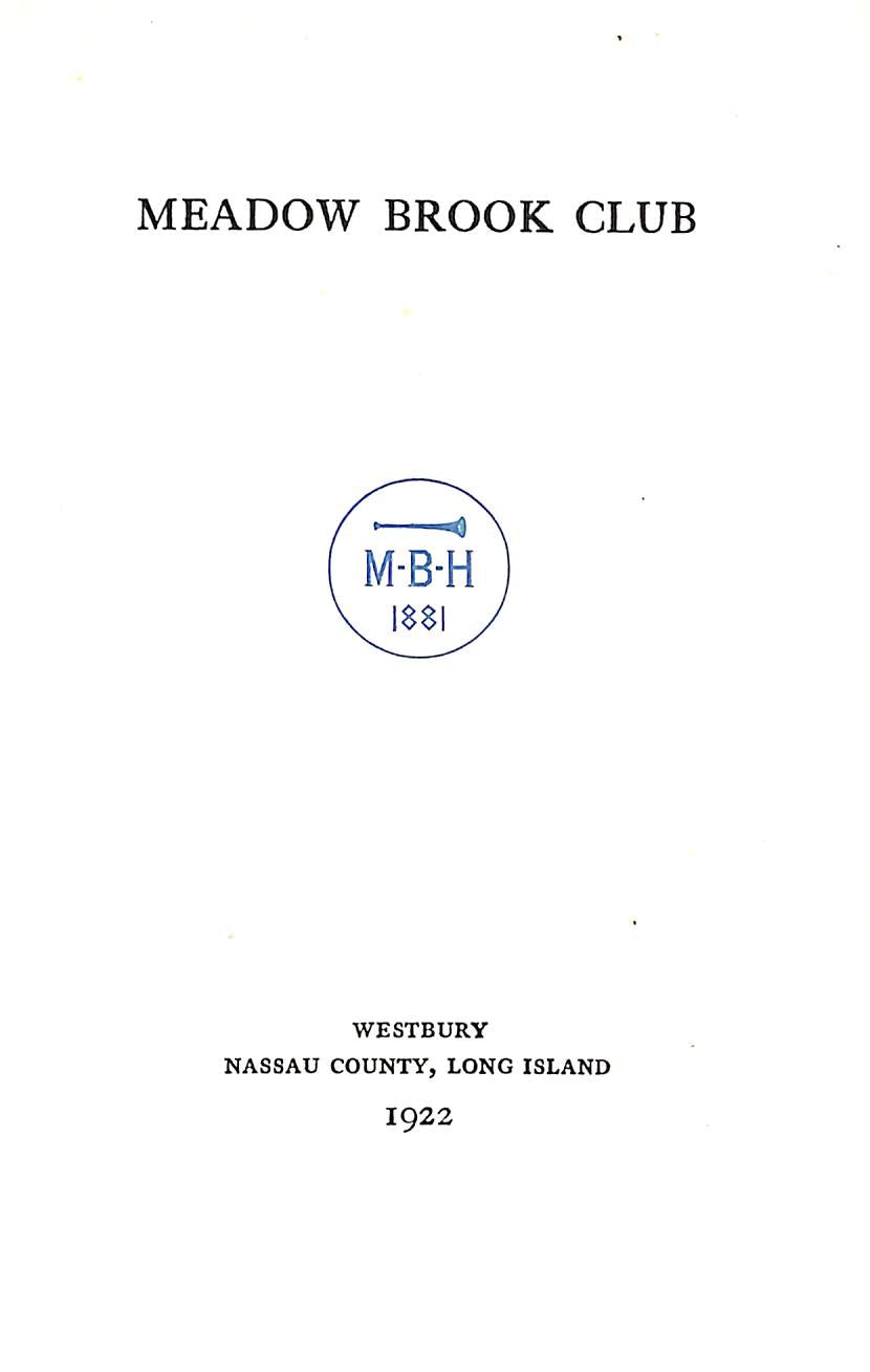 "Meadow Brook Club M.B.H. Year Book" 1922