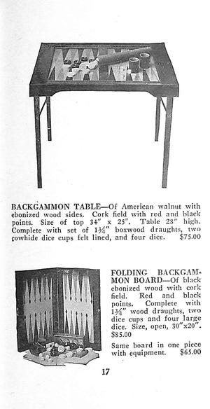 Abercrombie & Fitch Backgammon Board Set w/ c1930 A&F Booklet